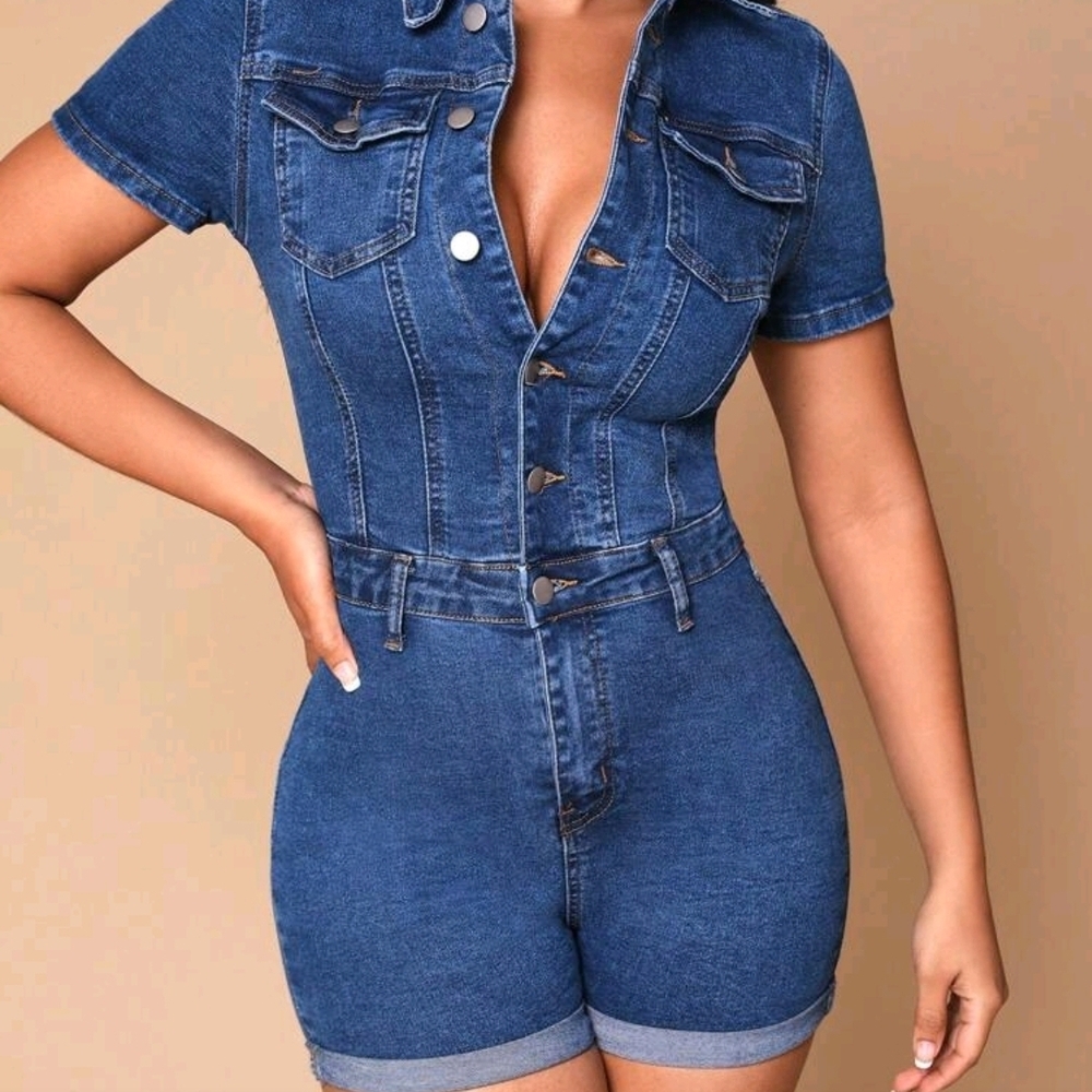 SHEIN Blue Denim Romper